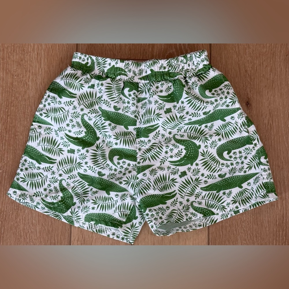 Green Alligator Print Shorts